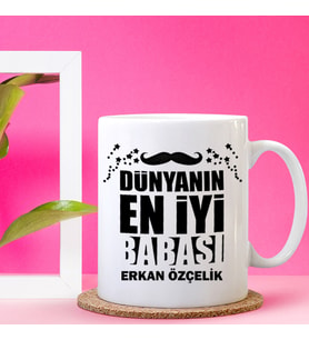 Babaya Hediye İsimli Kupa Bardak Beyaz