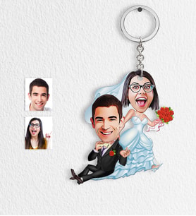 BK Gift Kişiye Özel Evleniyoruz Karikatür Anahtarlık  2