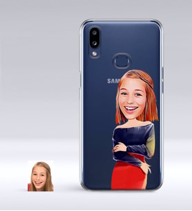 BK Gift Kişiye Özel Bayan Karikatürlü Samsung Galaxy A10s İnce Şeffaf Silikon Telefon Kapağı-12 (Beyaz)