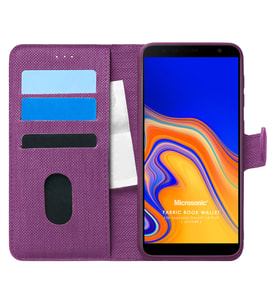 Microsonic Samsung Galaxy J4 Plus Kılıf Fabric Book Wallet Mor