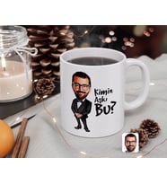 BK Gift Kişiye Özel Erkek Kimin Aşkı Bu Karikatürlü Beyaz Kupa Bardak-1