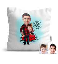 BK Gift Kişiye Özel Baba Kız Karikatür  Yastık  3