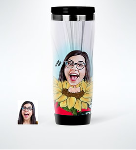 BK Gift Kişiye Özel Bayan Karikatürlü Çelik Termos Bardak  5