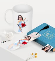 BK Gift Kişiye Özel Bayan Avukat Karikatürlü Kupa ve Kitap Ayracı Seti - 1 (Model 1)