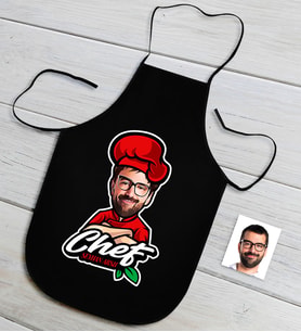 BK Gift Kişiye Özel Bay Chef Karikatürlü Siyah Mutfak Önlüğü-10
