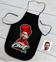 BK Gift Kişiye Özel Bay Chef Karikatürlü Siyah Mutfak Önlüğü-10