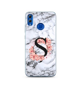 Mermer Çiçekli Harf Tasarım Süper Şeffaf Silikon Telefon Kılıfı Huawei Honor 10 