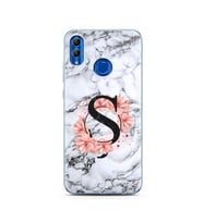 Mermer Çiçekli Harf Tasarım Süper Şeffaf Silikon Telefon Kılıfı Huawei Honor 10 