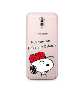 Snoopy Tasarımlı Süper Şeffaf Silikon Telefon Kılıfı Samsung C8 