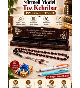 Özel Ahşap Kutulu Toz Kehribar Tesbih
