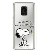Snoopy Tasarımlı Süper Şeffaf Silikon Telefon Kılıfı Xiomai Redmi Note 9 Pro - N