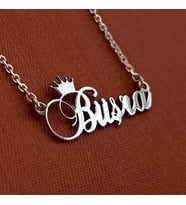 Kişiye Özel Kral Taç İmza İsim Yazılan Gümüş Renk Bayan Gümüş Kolye Zincir GKLGM 6018607529583