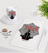BK Gift Kişiye Özel Yoga Eğitmeni Beyaz Defter Kalem Türk Kahvesi Fincanı Seti-2 (Model 1)