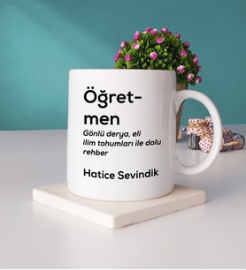 Öğretmen Kupa Bardak ve Taş Bardak Altlığı Seti