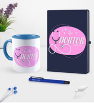 BK Gift Kişiye Özel Doktor Temalı Lacivert Defter Kalem Kupa Seti - 15 (Model 1)