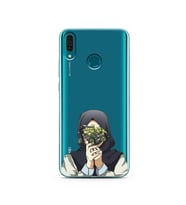 Kapalı Çiçekli Kız Tasarımlı Süper Şeffaf Silikon Telefon Kılıfı Huawei Y9 2019