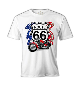 Route 66 Beyaz Erkek Tshirt
