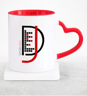 BK Gift Kişiye Özel Mesleki Dj Kırmızı Kalpli Kupa Bardak  2