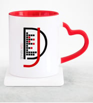 BK Gift Kişiye Özel Mesleki Dj Kırmızı Kalpli Kupa Bardak  2