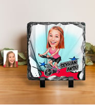 BK Gift Kişiye Özel Bayan Sporcu Karikatürlü Dekoratif Doğal Taş