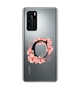 Pembe Çiçekli Harf Tasarım Süper Şeffaf Silikon Telefon Kılıfı Huawei P40 Pro C-