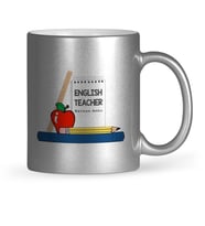 BK Gift Kişiye Özel İngilizce Öğretmeni Gümüş Yaldızlı Kupa Bardak  2
