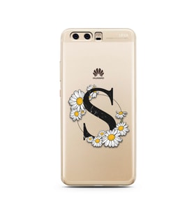 Papatya Harf Tasarım Süper Şeffaf Silikon Telefon Kılıfı Huawei P10     S-Harfi