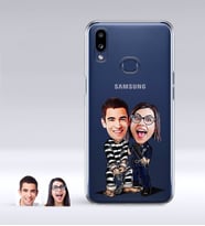 BK Gift Kişiye Özel Sevgililer Karikatürlü Samsung Galaxy A10s İnce Şeffaf Silikon Telefon Kapağı-7 (Beyaz)