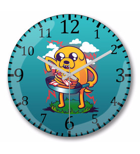 Adventure Time Bacon Pancakes   Duvar  Saati Bombeli Gercek Cam