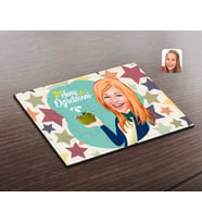 BK Gift Kişiye Özel Kadın Sınıf Öğretmeni Karikatürlü Ahşap Puzzle-1