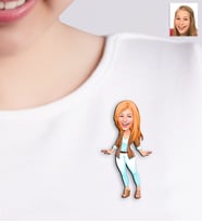 BK Gift Kişiye Özel Karikatürlü Bayan Broş - 4