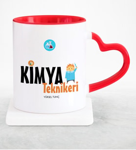 BK Gift Kişiye Özel Mesleki Kimya Teknikeri Kırmızı Kalpli Kupa Bardak  2