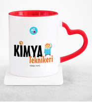 BK Gift Kişiye Özel Mesleki Kimya Teknikeri Kırmızı Kalpli Kupa Bardak  2