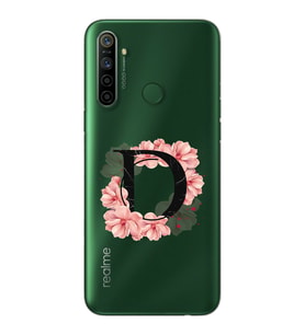 Pembe Çiçekli Harf Tasarım Süper Şeffaf Silikon Telefon Kılıfı Oppo Realmi 5i D-