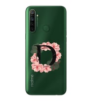 Pembe Çiçekli Harf Tasarım Süper Şeffaf Silikon Telefon Kılıfı Oppo Realmi 5i D-