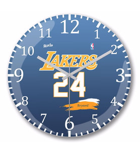 Lakers 24 Bryant Purple  Roxx Ink  Duvar Saati Bombeli Gercek Cam