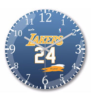 Lakers 24 Bryant Purple  Roxx Ink  Duvar Saati Bombeli Gercek Cam