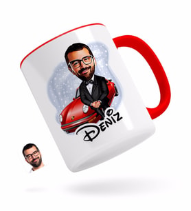 BK Gift Kişiye Özel Erkek Patron Karikatürlü Kırmızı Kupa Bardak-1