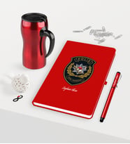BK Gift Kişiye Özel Polis Özel Harekat Temalı Kırmızı Defter Kalem Termos Mug Seti (Model 1)