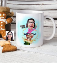 BK Gift Kişiye Özel Bayan Yeni Yıl Karikatür Beyaz Kupa Bardak  1