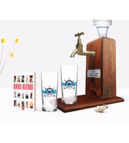 BK Gift Kişiye Özel Renkli Baskılı Kaptan Tasarımlı İkili Rakı Bardağı Ahşap Rakı Standı ve Cep Kitabı Hediye Seti-9 (Model 1)