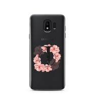 Pembe Çiçekli Harf Tasarım Süper Şeffaf Silikon Telefon Kılıfı Samsung J4 (2018)