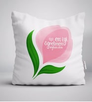 BK Gift Kişiye Özel En İyi Öğretmen Beyaz Yastık-14