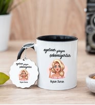 Eyeliner Gibiyim Çekemiyorlar Siyah Kupa Bardak ve Anahtarlık Set