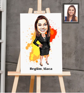 Kişiye Özel Patron Karikatürlü  Ahşap Tablo 30x47 Bayan-21