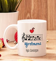 Müzik Öğretmenine Hediye Beyaz Kupa Bardak