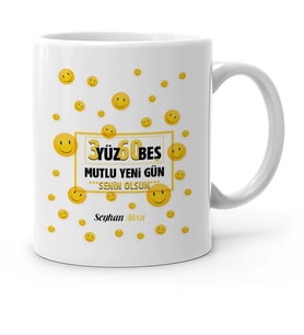 BK Gift Kişiye Özel 365 Mutlu Yeni Gün Beyaz Kupa Bardak  1