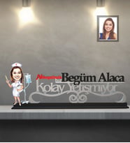Kişiye Özel Hemşire Karikatürlü Kolay Yetişmiyor Ahşap Biblo Bayan-2