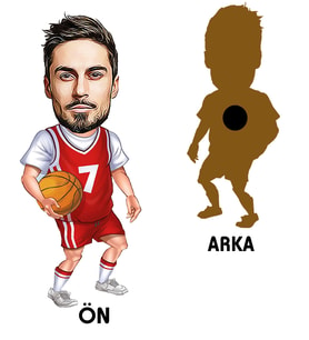 Kişiye Özel Basketbolcu Karikatürlü Ahşap Magnet Bay-2
