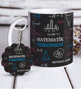 BK Gift Kişiye Özel Matematik Öğretmeni Beyaz Kupa ve Anahtarlık Hediye Seti-11 (Model 1)
